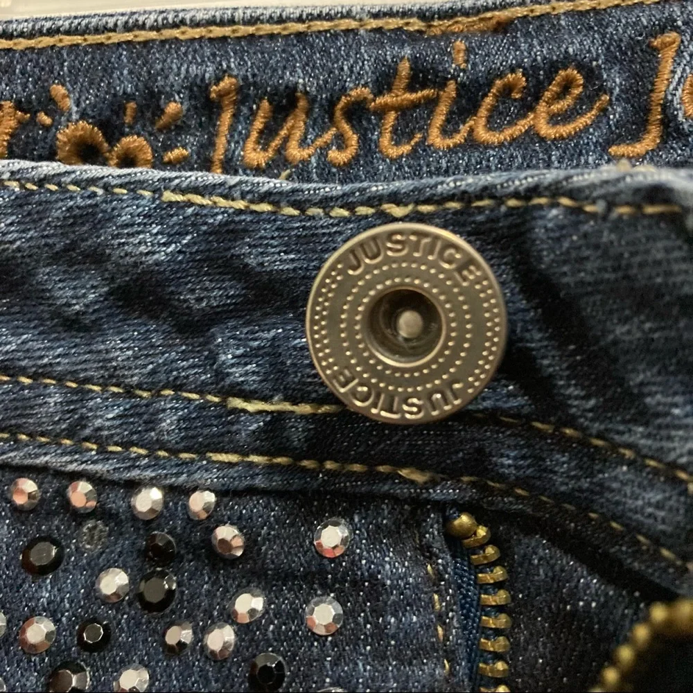 Justice Girls Blue Studded Jean Shorts Denim Jorts